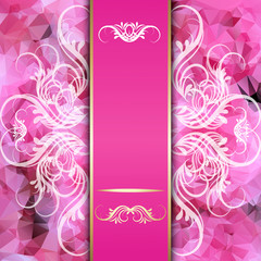 pink background with space for inscriptions and beautiful floral pattern