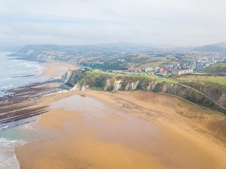 aerial view of sopelana beach, basque country