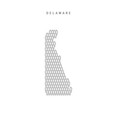 Vector People Map of Delaware, US State. Stylized Silhouette, People Crowd. Delaware Population