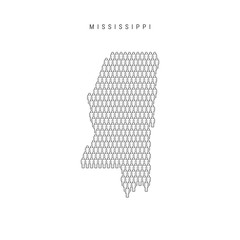 Vector People Map of Mississippi, US State. Stylized Silhouette, People Crowd. Mississippi Population