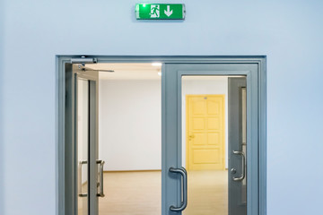 exit sign above the door