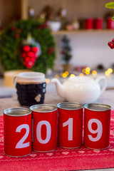 New Year 2019 decoration in interior