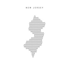 Vector People Map of New Jersey, US State. Stylized Silhouette, People Crowd. New Jersey Population