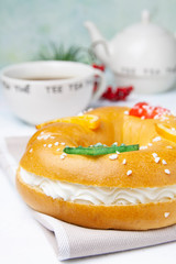 Roscón de reyes. Christmas typical spanish desser