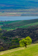 Fototapeta na wymiar Amazing view Aghstev reservoir, on Armenia-Azerbaijan state border