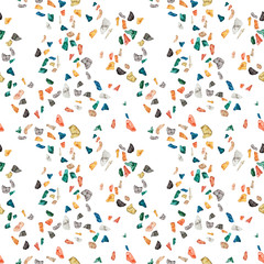 Granite, Terrazzo & Tile. Terrazzo seamless pattern. Vibrant colors. Textured shapes. Granite textured shapes in vibran. Hand drawn Patterns. Colorful hand drawn design for textiles, dishes, surface.
