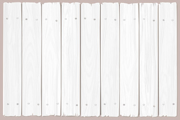 Vertical white wooden background: narrow frayed planks with nails. Hand drawn, no trace.