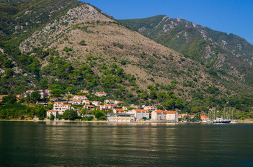 Beautiful view of the shores of Kotor Bay in Montenegro. September 22, 2018