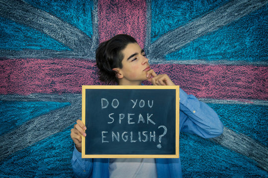 student with english speaking message, languages