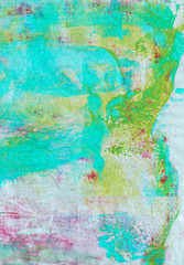 Fototapeta premium Digital created background painting in bright colors of green, turquoise and teal