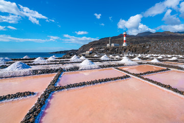 The Salinas de Fuencaliente (Salt fields of Fuencaliente) in the south of the island of La Palma,...