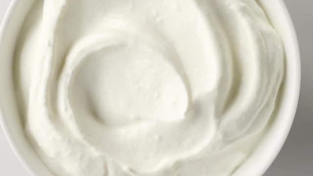 rotating bowl of sour cream or greek yogurt
