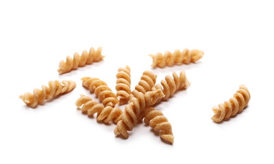 wholemeal pasta fusilli isolated  on white - Image