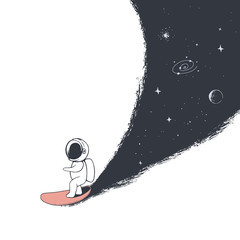 astronaut rides on surfboard © Galacticus