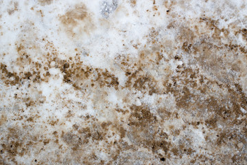 Mark on dirty snow, winter day time