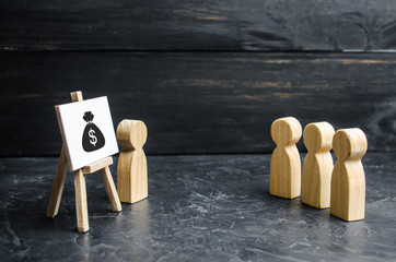 Analytics and strategy planning. Profit and income analysis, briefing People gathered for a meeting...