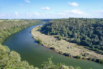 Fototapeta na wymiar The view from the height of the valley of the river Chavon