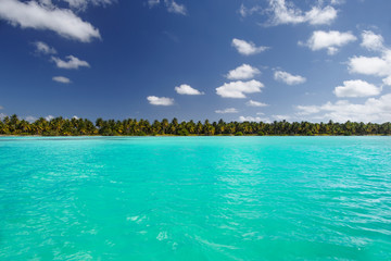Dominican Republic, Caribbean Sea, view from the sea on the island of Saona