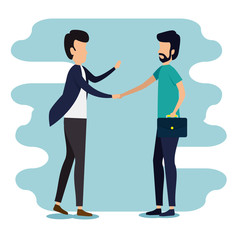 men business teamwork information with briefcase