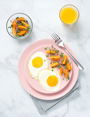 Healthy breakfast fried eggs