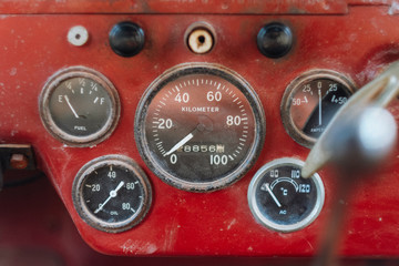 dashboard of an old car
