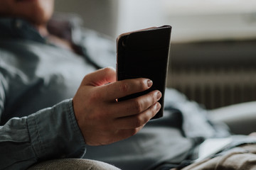 man using smartphone