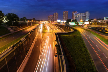 Traffic on highway in urban at night - Image