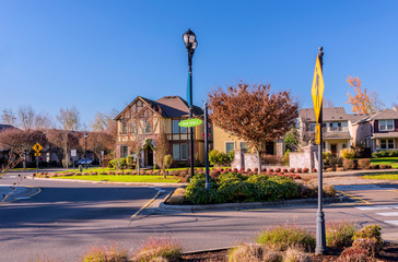 Obraz premium Wilsonville streets and signs in a Neighborhood.