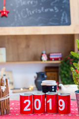 Kitchen design with new year decorations