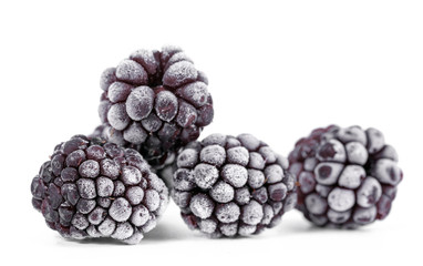 .frozen blackberry on white background