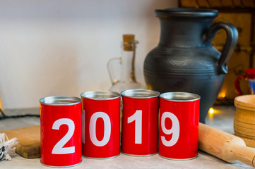 Kitchen design with new year decorations