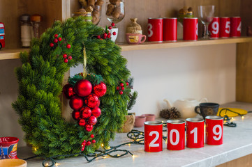 Kitchen design with new year decorations