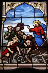 Obraz na płótnie Canvas Pêche miraculeuse, vitrail de l'église Saint Seine à Corbigny, Bourgogne