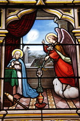 Obraz na płótnie Canvas Annonciation, vitrail de l'église Saint Seine à Corbigny, Bourgogne