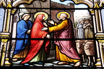 Fototapeta premium Vitrail de l'église Saint Seine à Corbigny, Bourgogne