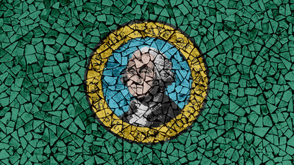 Mosaic Tiles Painting of Washington Flag, US State Background