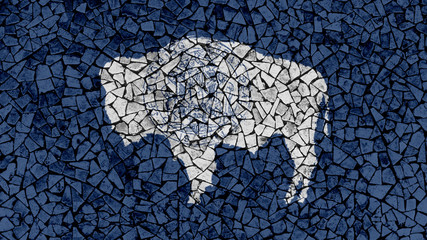 Mosaic Tiles Painting of Wyoming Flag, US State Background