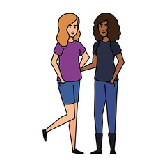 couple businesswomen avatars characters
