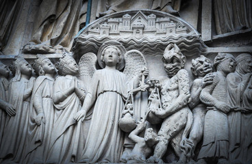 Obraz premium Notre-Dame Cathedral in Paris, France, the most famous of the Gothic cathedrals of the Middle Ages.