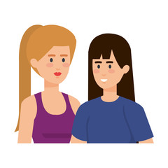 couple businesswomen avatars characters