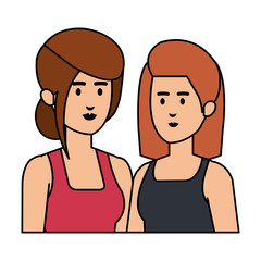 couple businesswomen avatars characters