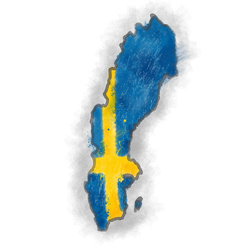 Sweden map with flag