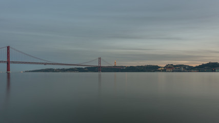 Landscape on the bridge 25 April Lisbon, Portugal