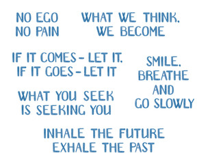 Hand drawn color pencil phrases about life. Lettering for card, poster, banner, scrapbook, home decor, print textile.