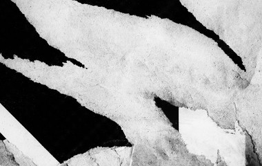 Blank white black creased crumpled paper texture background old grunge ripped torn vintage collage...