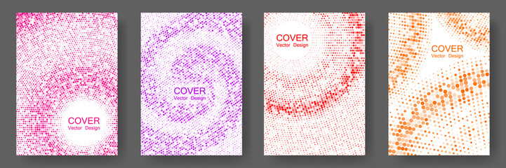 Halftone dots cover page layouts vector design.