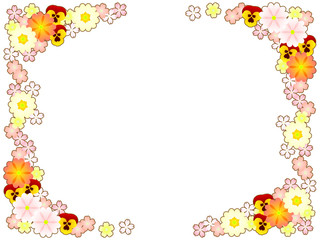 春のかわいい花のフレーム