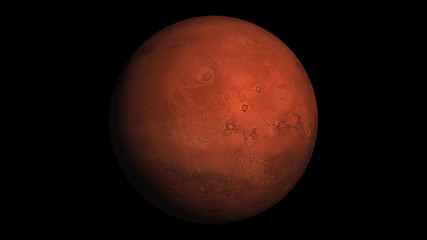Obraz na płótnie Canvas Realistic Mars in space. Texture map courtesy of NASA.