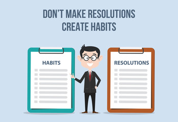 compare between resolutions and habits for target new year for improvement