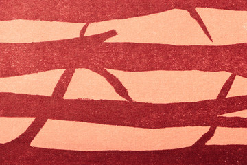 Beige abstract background with red horizontal stripes. Texture of red and beige cardboard. Vintage...